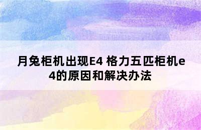 月兔柜机出现E4 格力五匹柜机e4的原因和解决办法